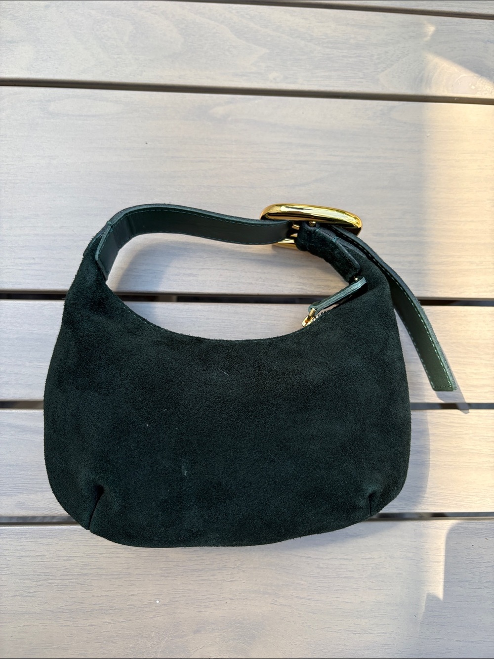 Madewell Dark Green Suede Mini Hobo Bag with Gold Hardware - Picture 8 of 10